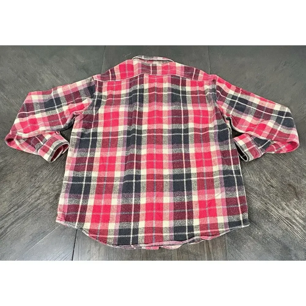 Vtg Carhart Small Red Black Plaid Button-Up Flannel Work Chore GUC - Picture 9 of 9